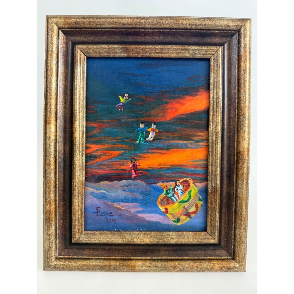 Stephanie Lowe Worry Dolls Sunset Giclee Canvas Framed Signed Art Print 2009